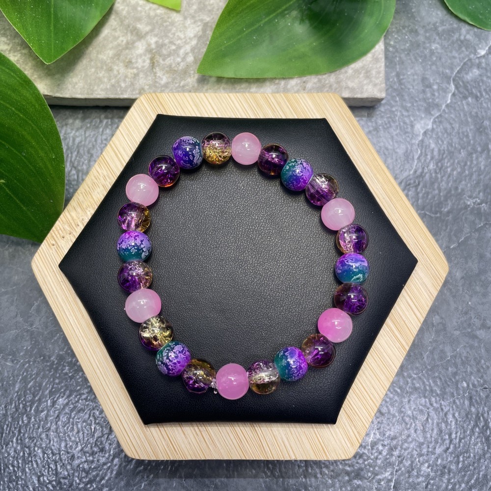 Handmade Bead Beaded Stackable 6.5” Plus Stretch Bracelet New Free Ship C1294