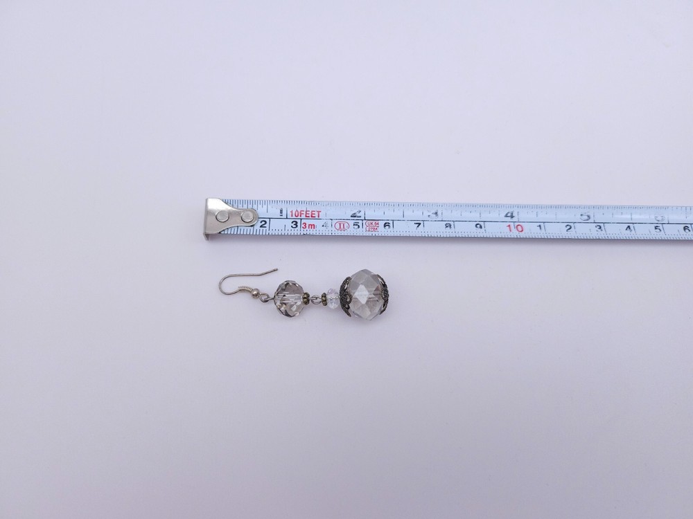Handmade Light gray beads drop earrings