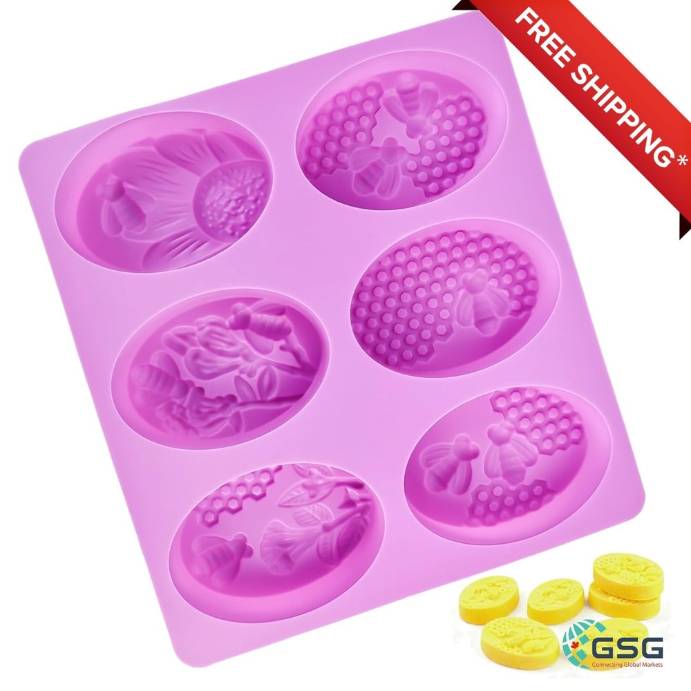 MULTI-PURPOSE SILICONE SOAP AND CRAFT MOLD WITH BEES AND FLOWER PATTERNS