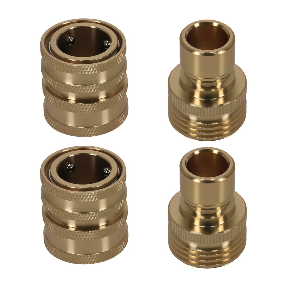 Brass Quick Connect Adapter 3/4" Pressure Washer Fitting Coupler 4Pcs Kit