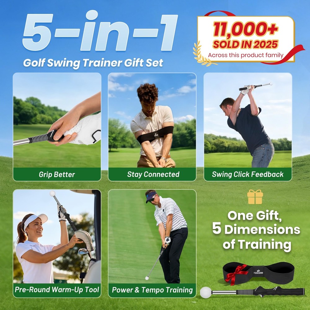 Retractable Golf Swing Trainer training Aid with Grip Trainer Mechanic