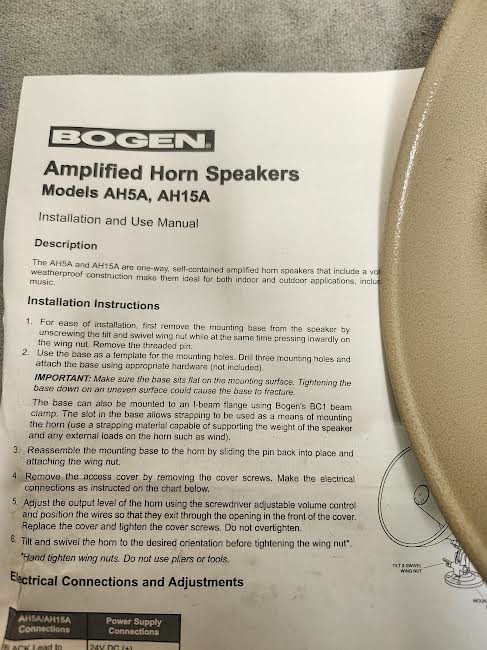 Bogen AHS-A Horn Speaker Self-Amplified