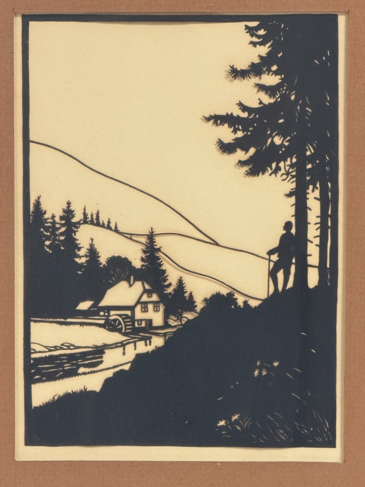 Black Silhouette Landscape Paper Cut Artwork