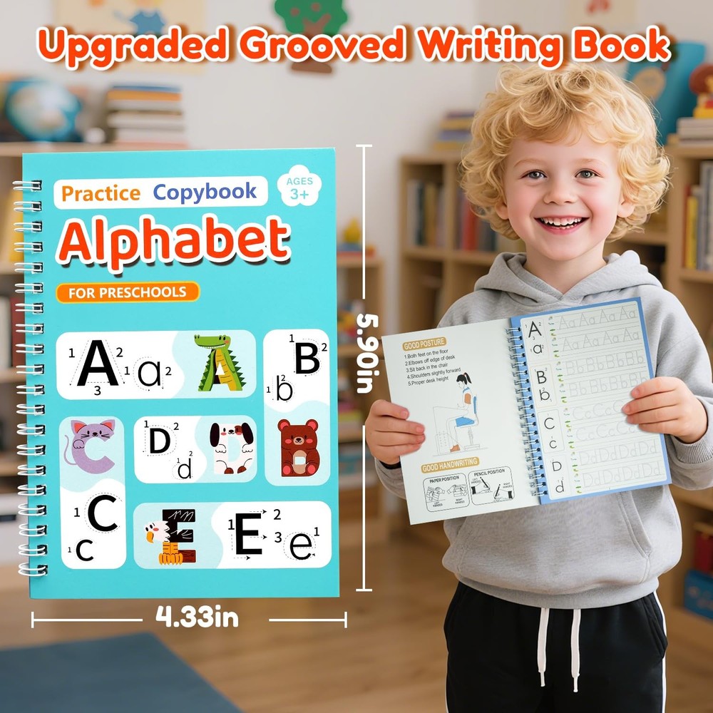 Elover Magic Grooved Writing Practice for 7.4 * 5.1 INCH, Multicolor