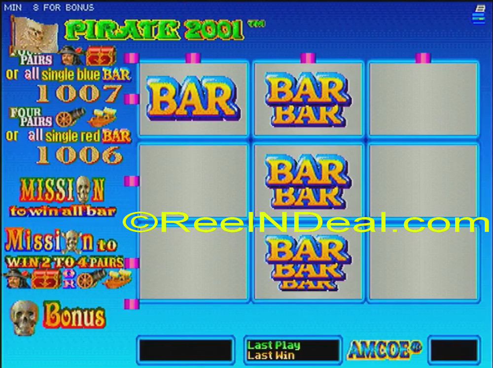 Amcoe Pirate 2001 Cherry Master 8-Liner Slot Machine Optional Skill Spin & Hold
