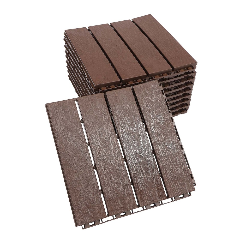 12x12" Plastic Interlocking Composite Decking Floor Deck Tiles Bacony Pavers