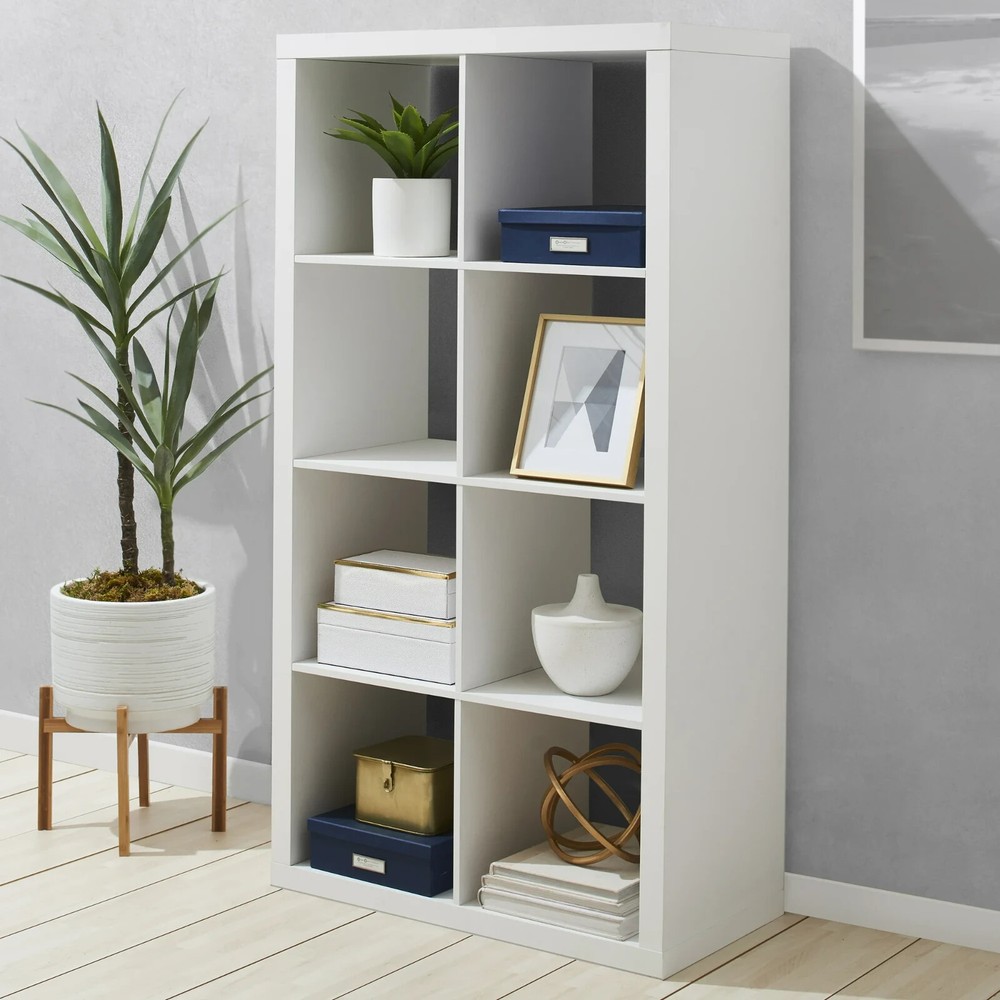 Large 8-Cube Open Storage Organizer Shelves Bookcase, Easy Assembly, White