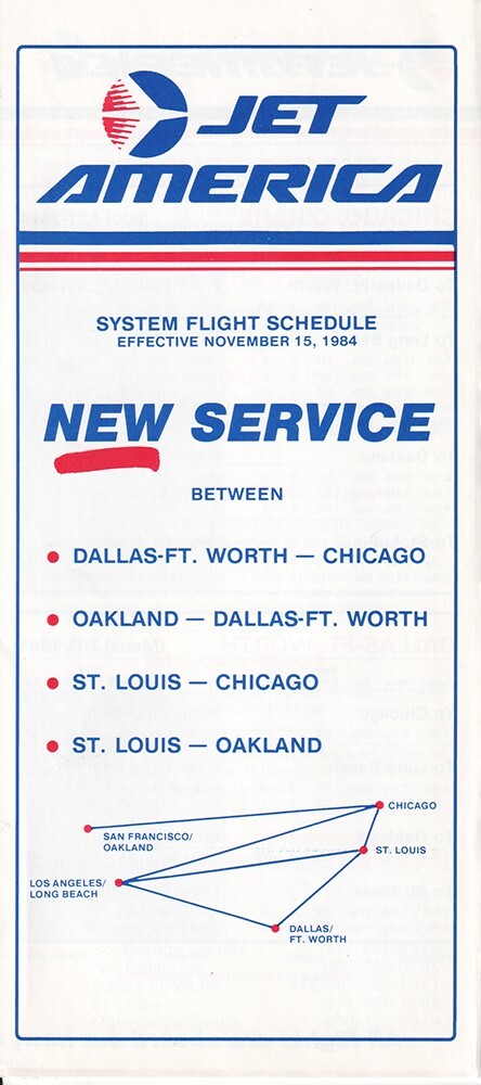 Jet America timetable 1984/11/15