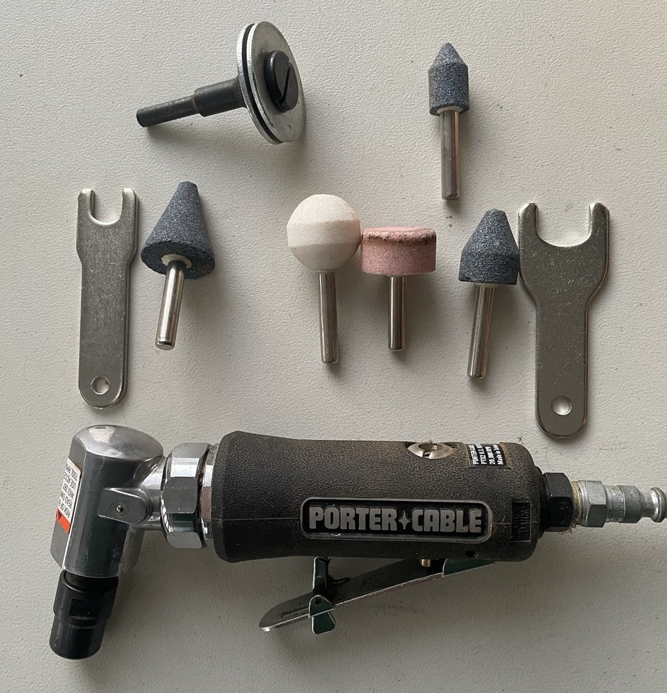 PORTER-CABLE PTX2 Pneumatic Angled Rotary Tool And Extra Tools TESTED FREE SHIP!