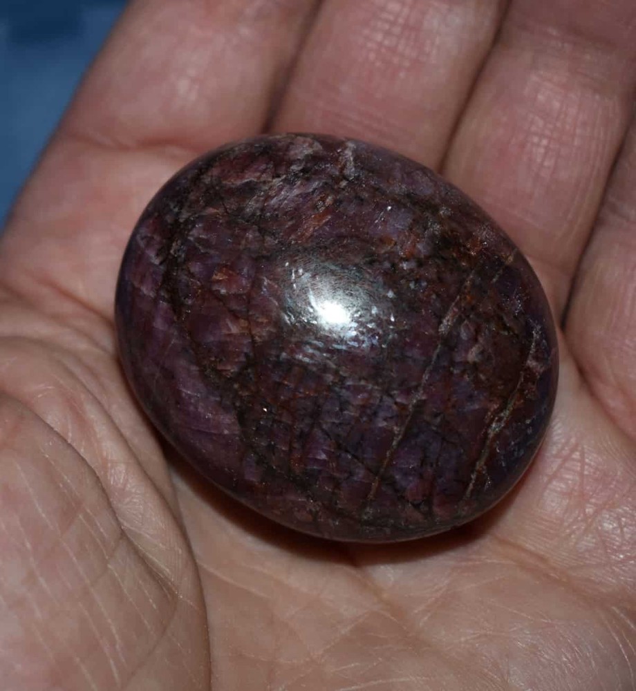 Shimmering Ruby Soap-Shaped Palm Stone #2