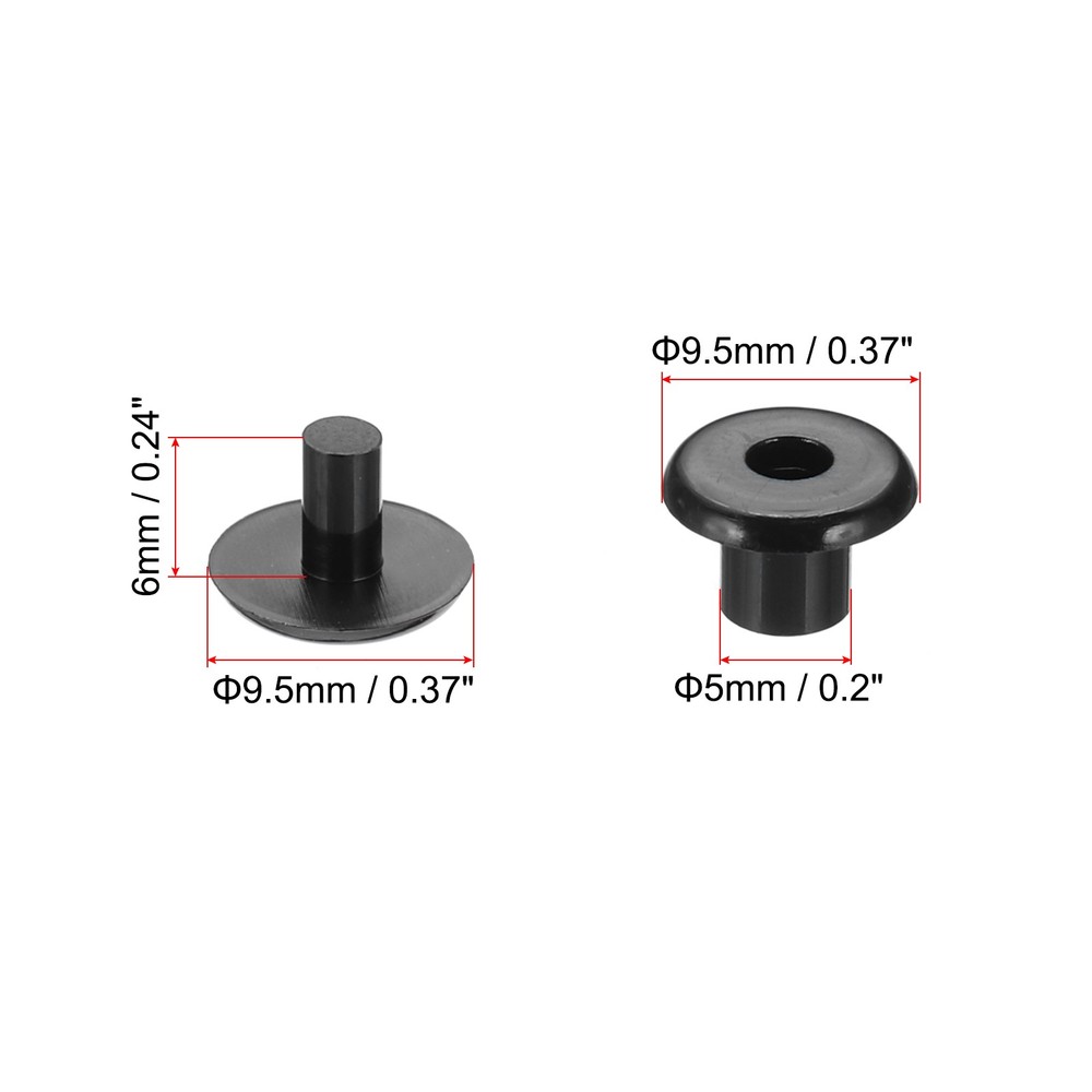 M5*6mm Plastic Binding Post 50 Sets Chicago Screws Press-on Buckle Black