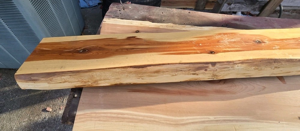 Eastern Red Cedar Live Edge Slab – 61" × 8.5" Bench / Console Top 2.5" Thick