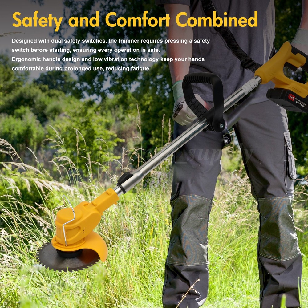 2 Battery Electric Cordless Grass String Trimmer Lawn Edger Weed Wacker Cutter