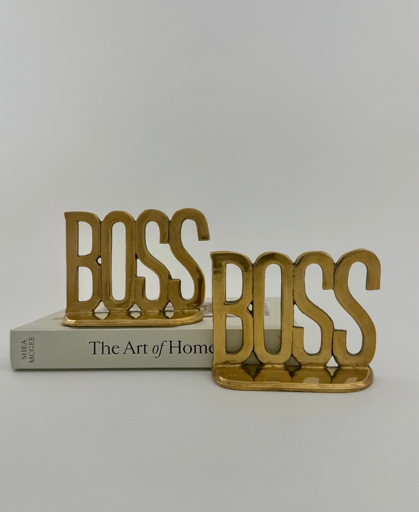 Vintage Brass BOSS CEO Executive Bookends Pair