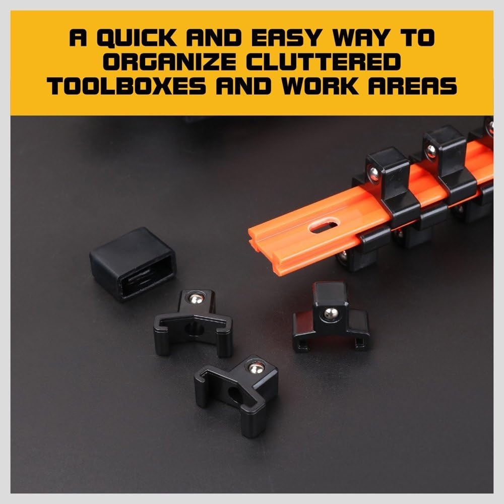 3-Pcs ABS Socket Holders for 1/4, 3/8, 1/2-Inch Sockets - Color-Coded