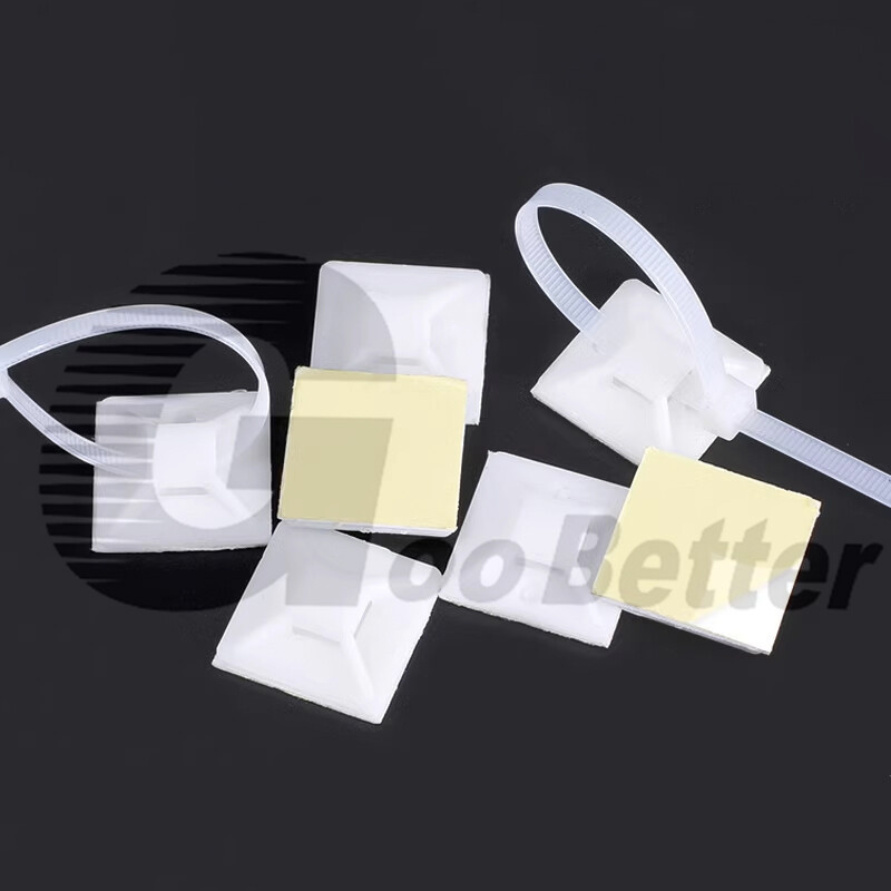 Self Adhesive Cable Wire Square Tie Mounts Cord Clips Sticky Base Pads White
