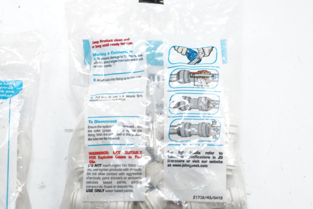 New 20 Pack John Guest 1/4 in Polypropylene Push-To-Connect Tee PP0298W-US