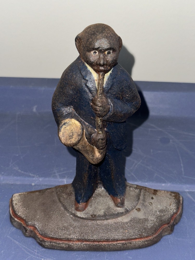 Cast Iron Jazz Saxophone Player Doorstop