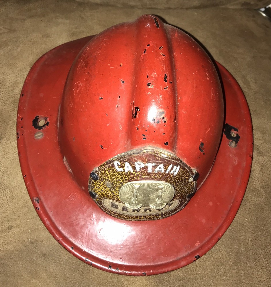 Antique MSA Fire Helmet with Leather Front Piece.