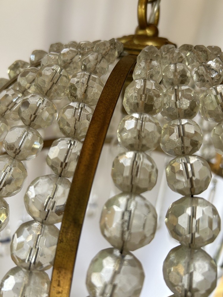Vintage Half Bag Beaded Crystal Chandelier