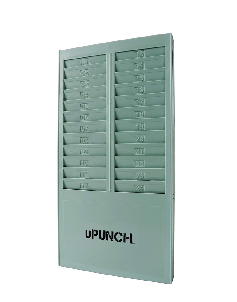 uPunch TIME Card Rack, 24 Pockets, Gray
