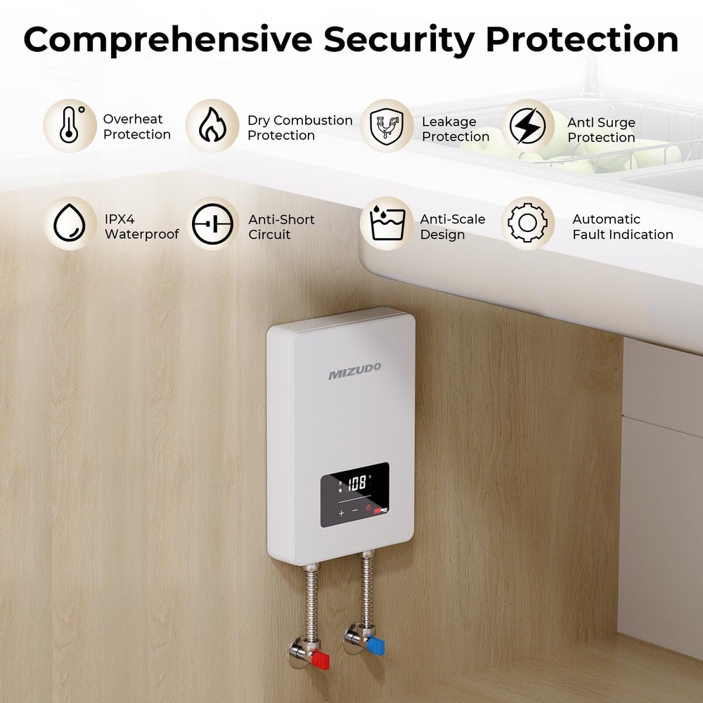 MIZUDO 6.5KW Tankless Instant Hot Water Heater LED Electric Boiler On Demand NEW