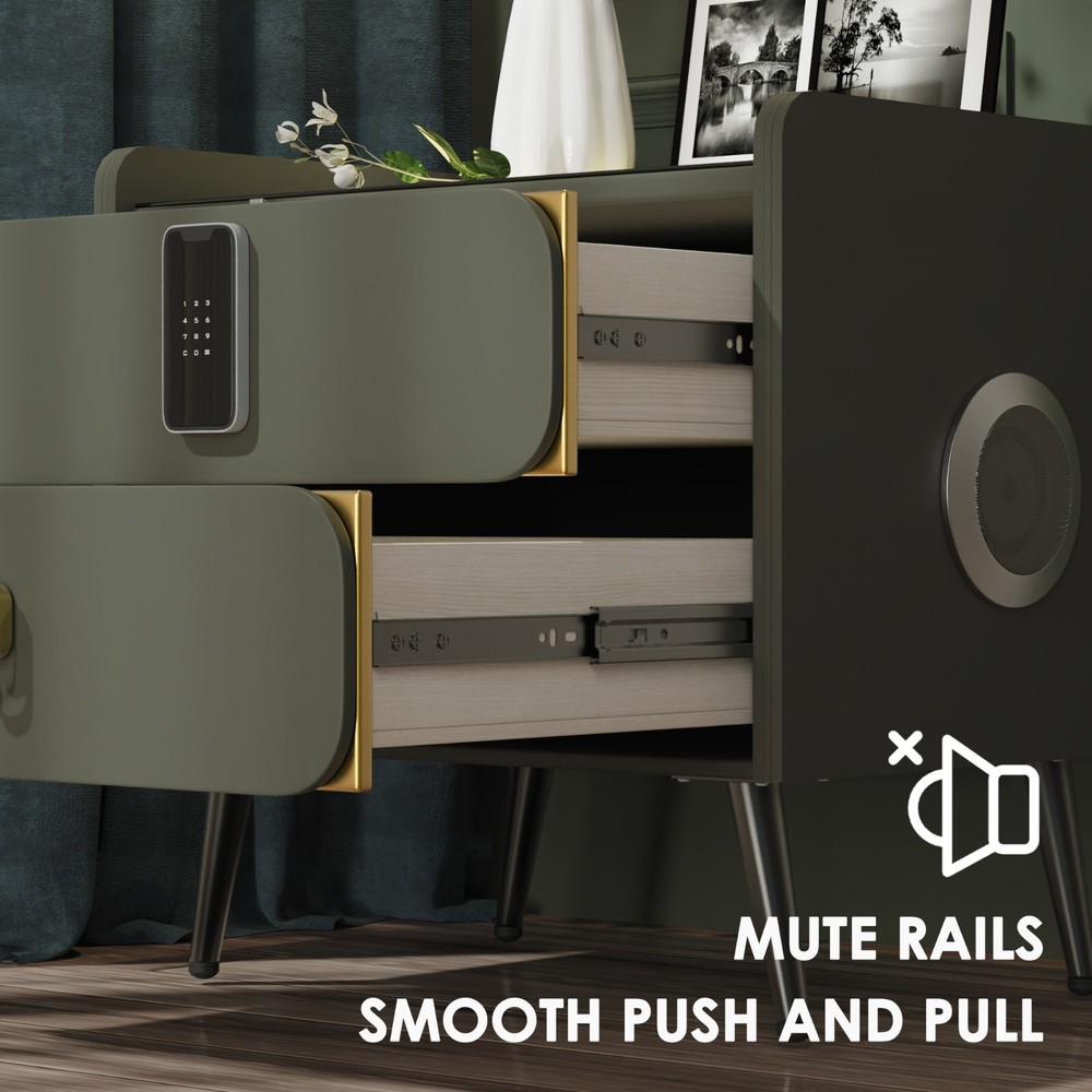 20" Tall Smart nightstand with combination lock ,Bluetooth player,Led light