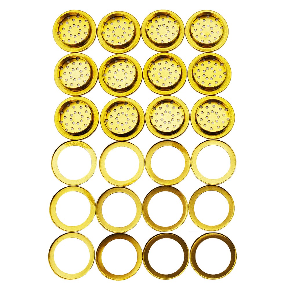 C.S. Osborne 12 Sets Brass Plain Rim Ventilators #V-1, Size 3/4"