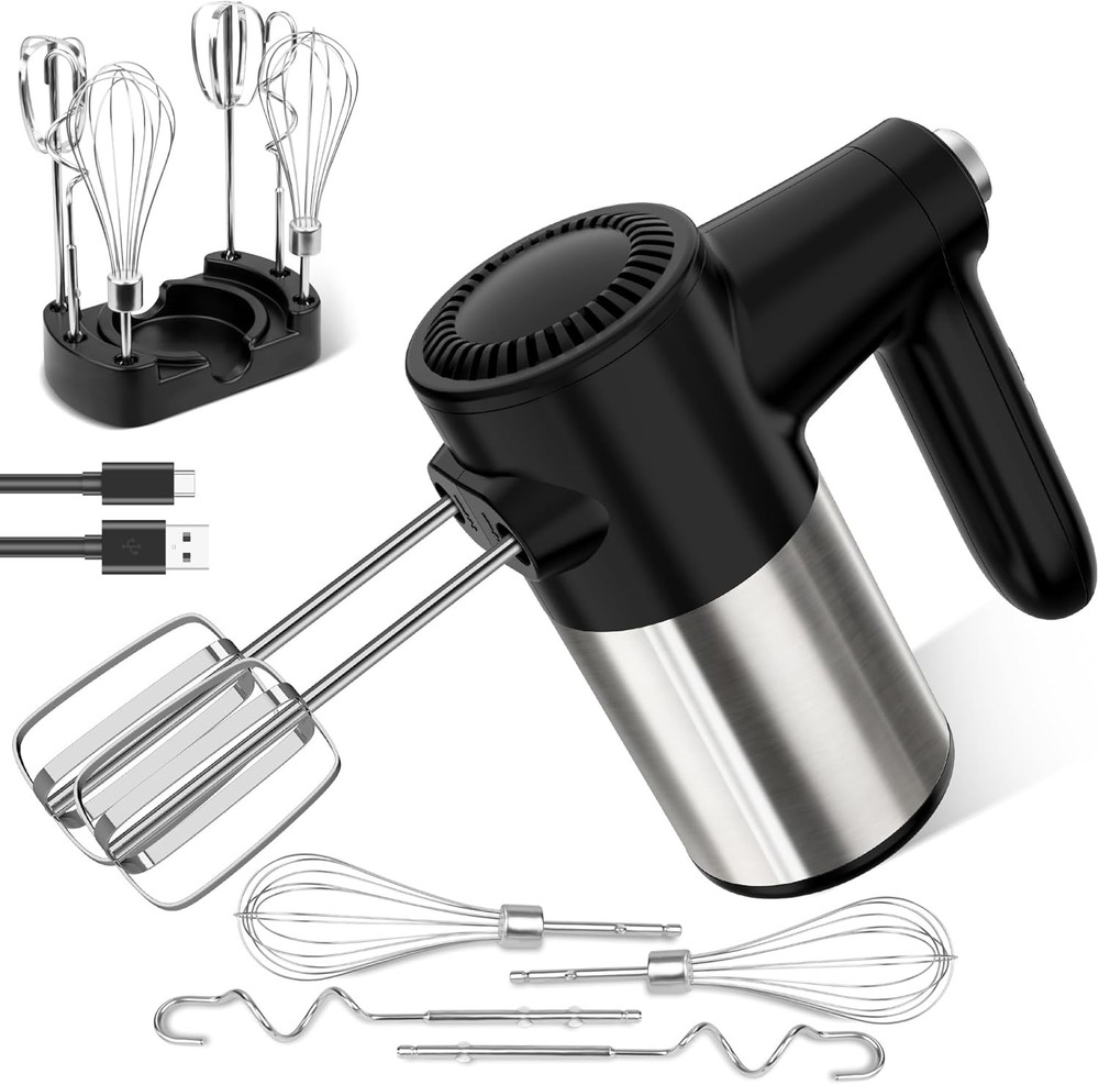 Cordless handheld blender, digital display, 7 speed settings, rechargeable