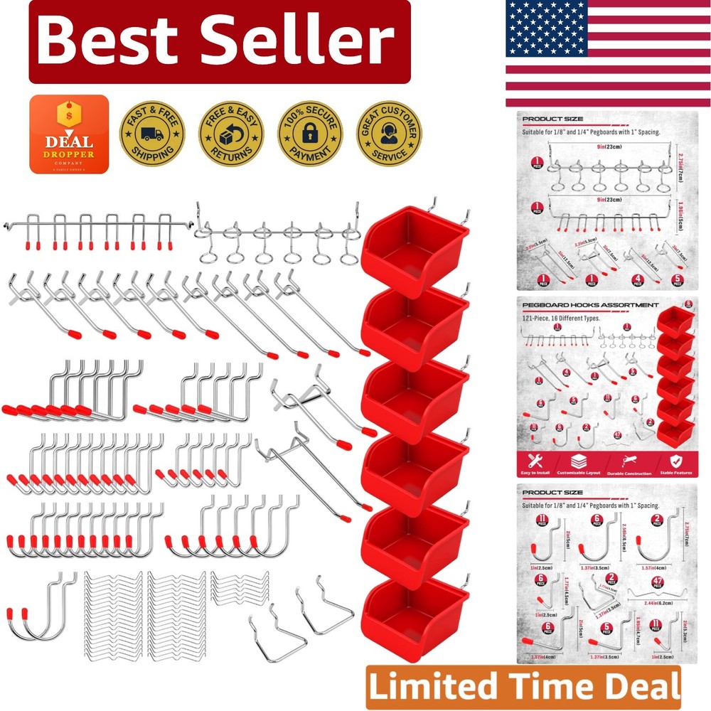121-Piece Rust Resistant Pegboard Hook Set with 13 Types for Organizing Tools