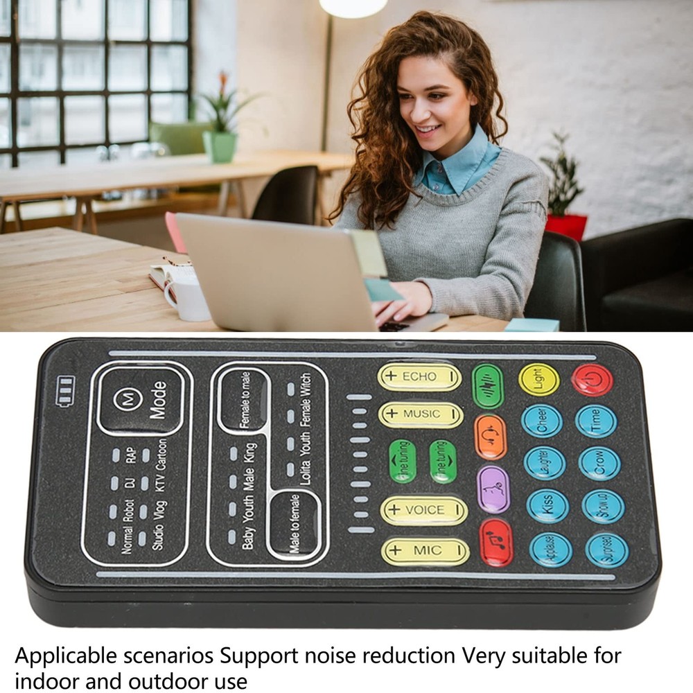 Mini Voice Changer Handheld Multiple Sound Effects Portable Sound Card for Mo...