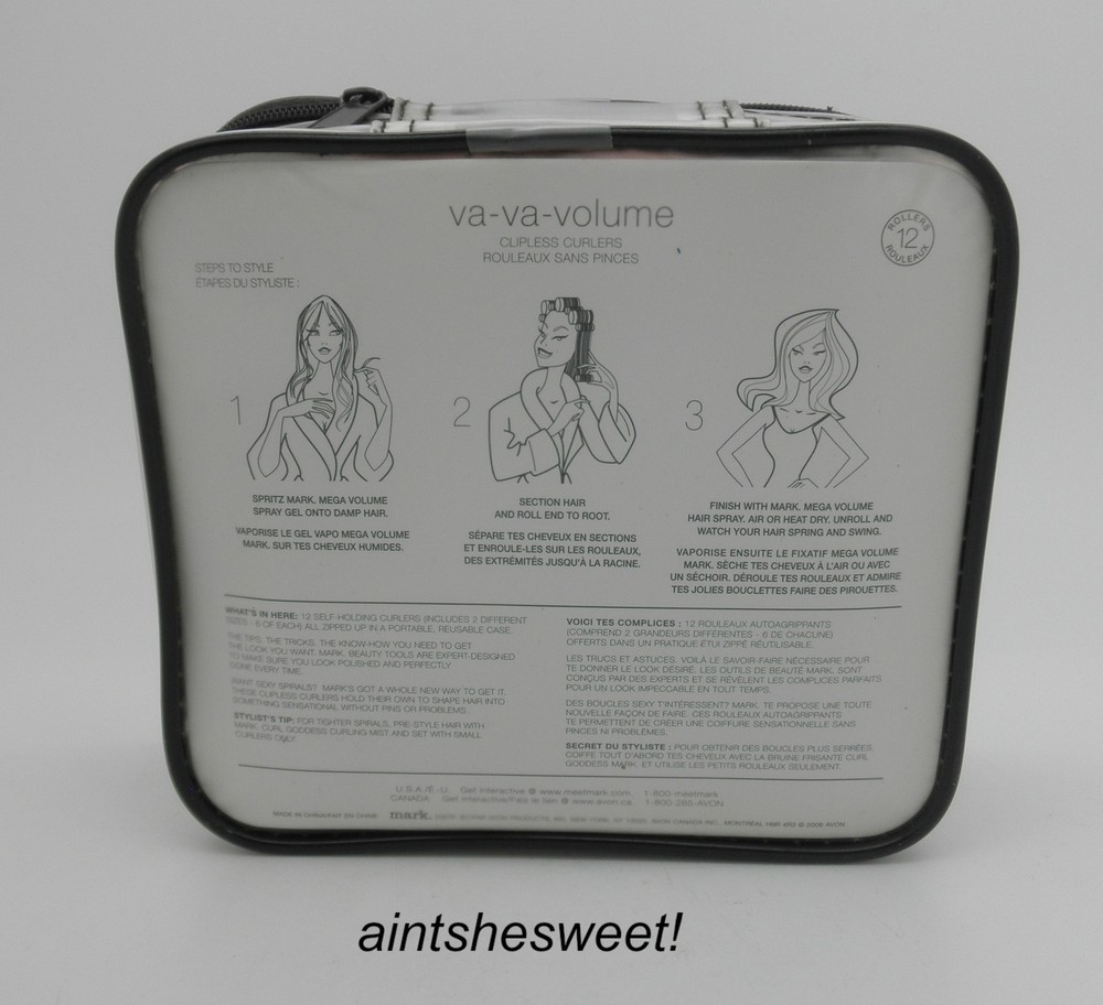 AVON Mark VA-VA-VOLUME Clipless Curler Set in reusable zip case