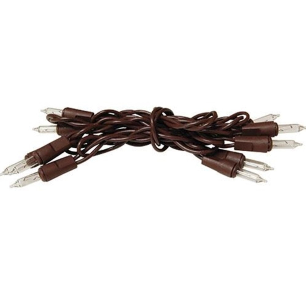 Electric Cord String Light Set, Brown Cord, 10ct