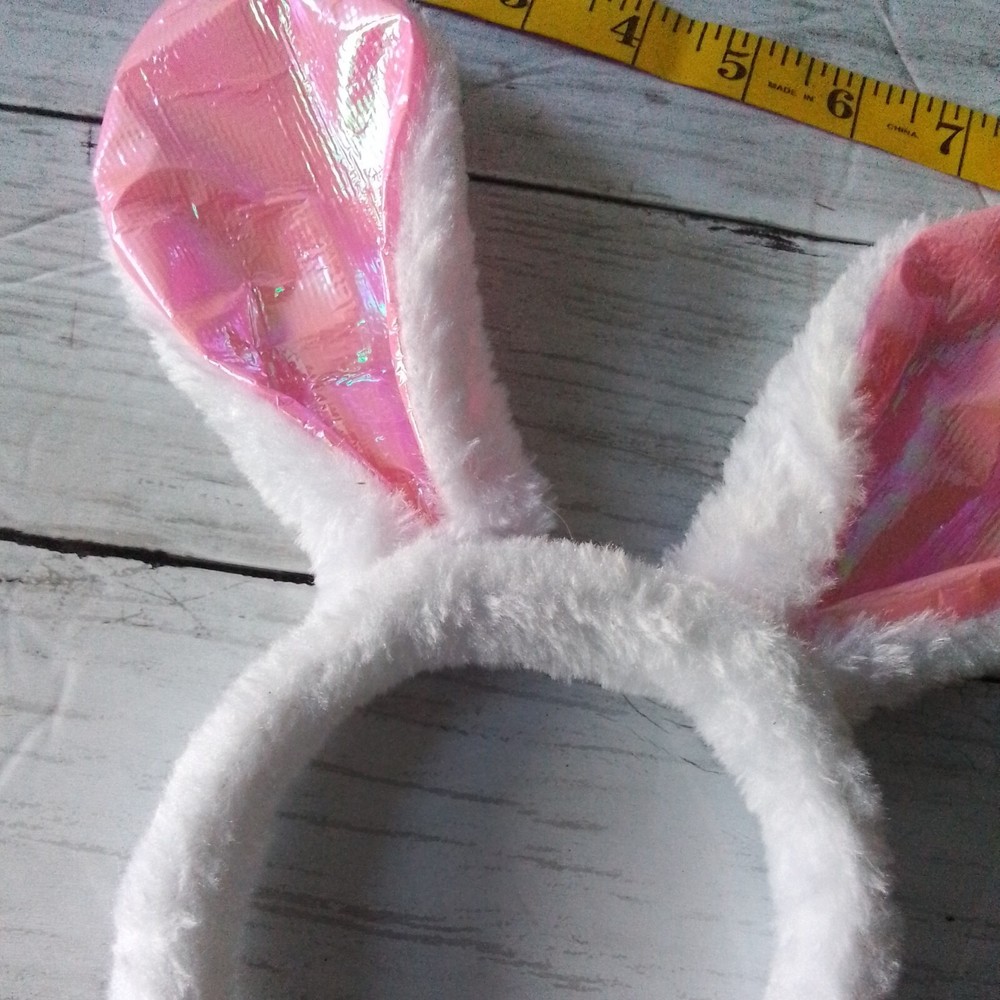 Deluxe Plush Pink White Furry Easter Bunny Rabbit Ears