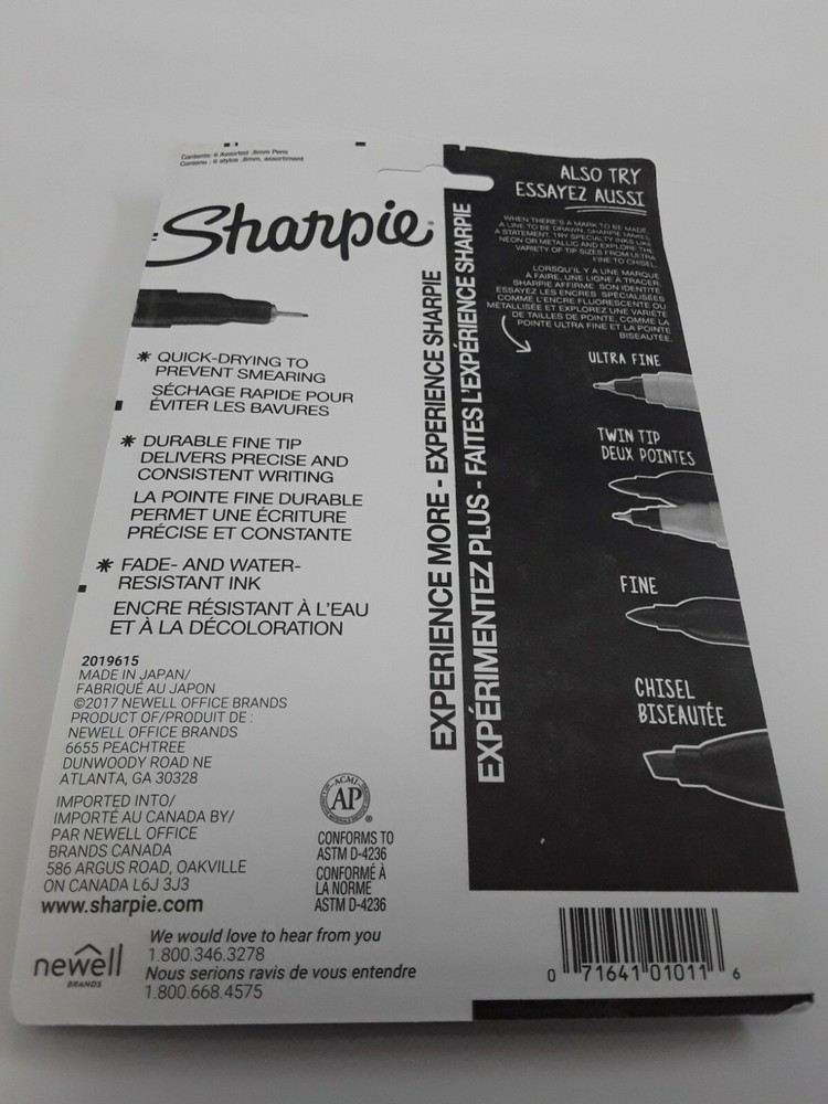 Sharpie Stylo 0.8 Mm 6 Pack