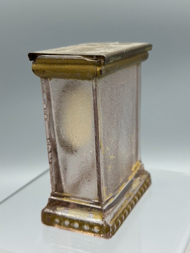 1910s MANTEL CLOCK Glass CANDY CONTAINER Antique A&E 164