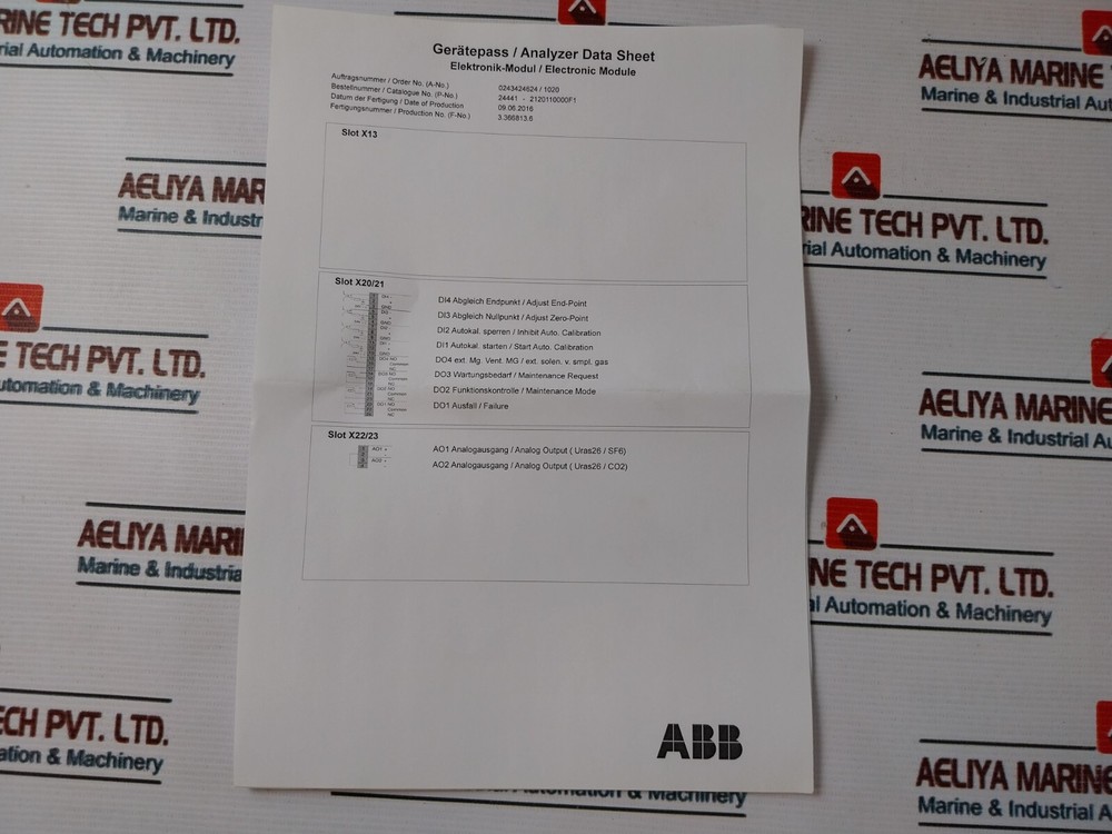 ABB AO2020 Continuous Gas Analyzer Module 100-240V