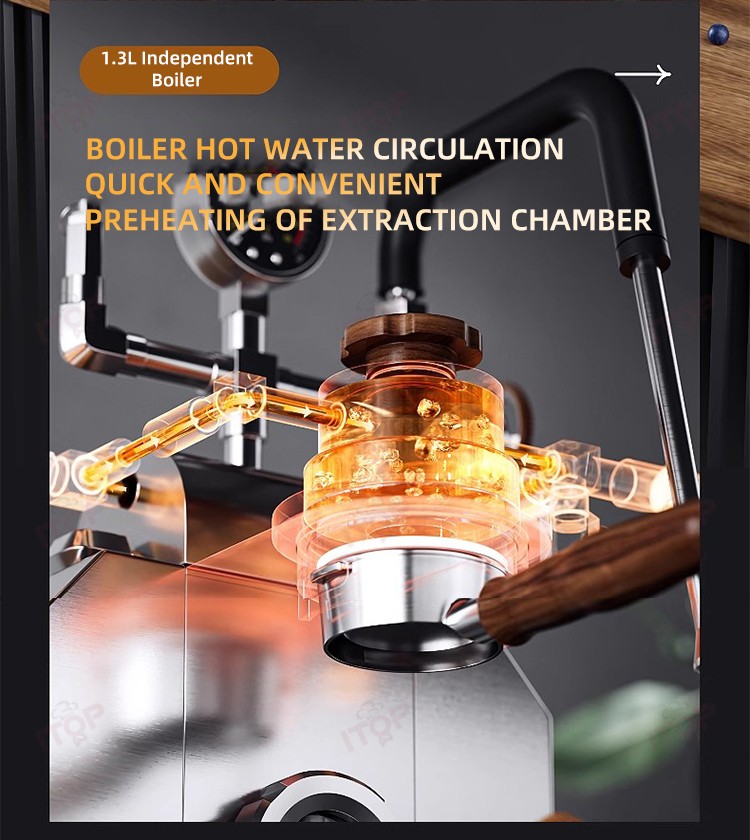 Pneumatic Coffee Maker 12 Bar Espresso Making Variable Pressure With PID