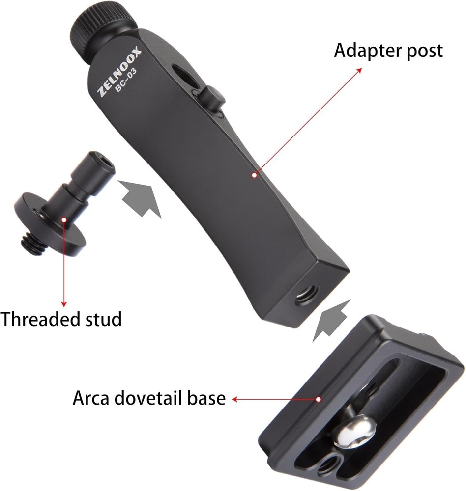 Binocular Tripod Adapter, Detachable ARCA Dovetail Quick Release Plate, 1/4" ...