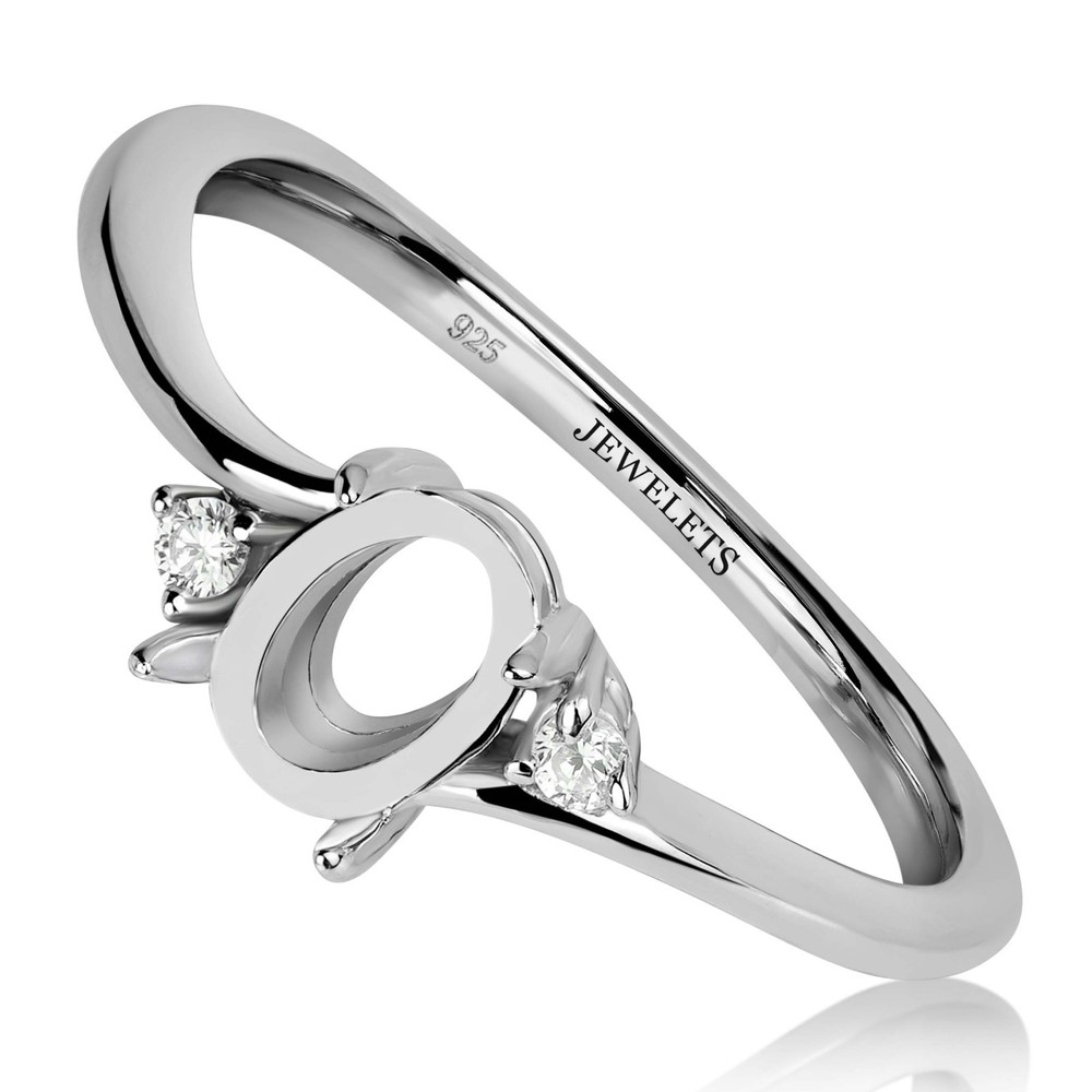 Silver Ring Blank, Oval 5x7mm – Celtic Bezel Setting Ring Mounting | Rhodium