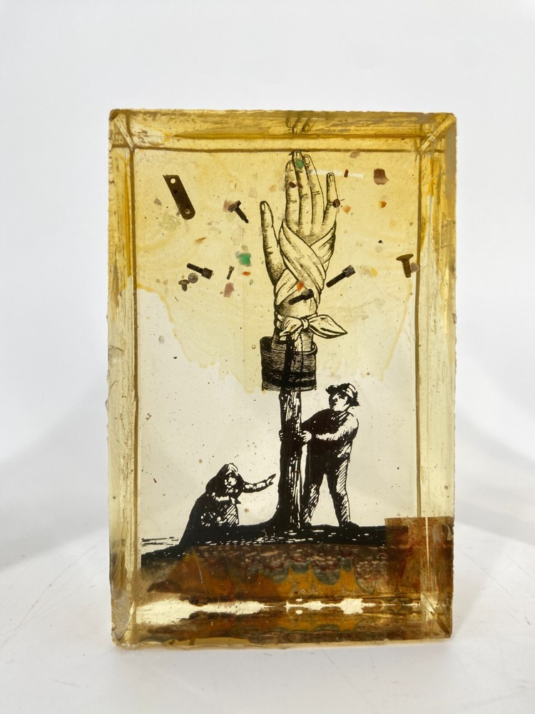 * ART SCULPTURE 90s MINIATURE ART TABLE OBJECT EPOXY RESIN
