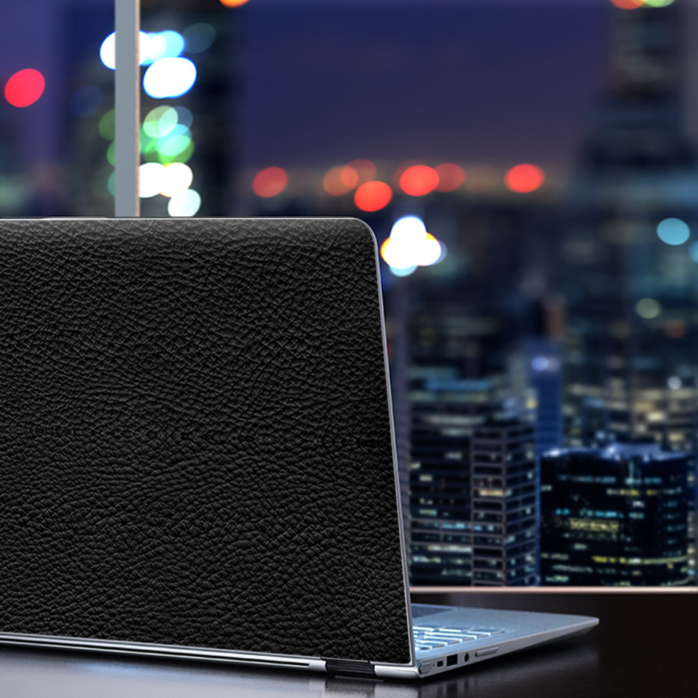 Universal Laptop Skins Wrap for 14" - Black Leather Pattern look