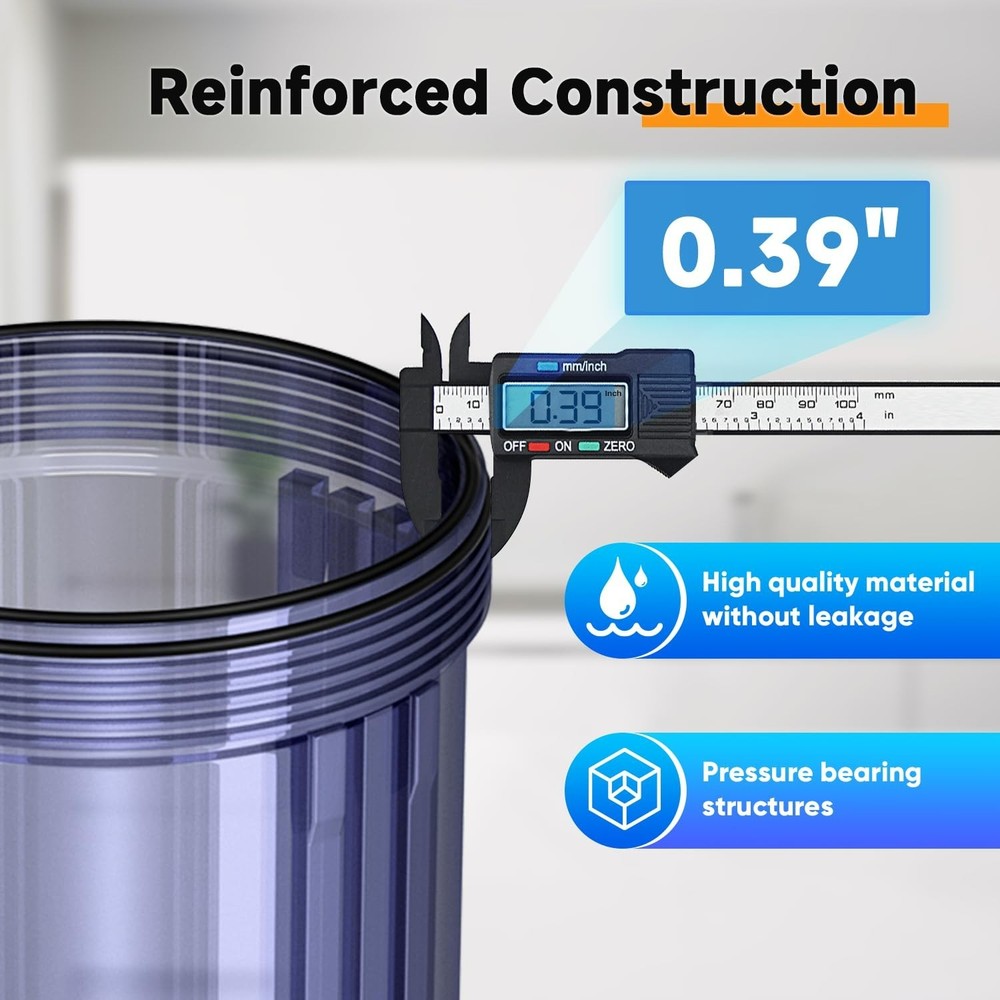 PUREPLUS Whole House Water Filter Housing, 10"x4.5" Universal Housing, 1" NPT