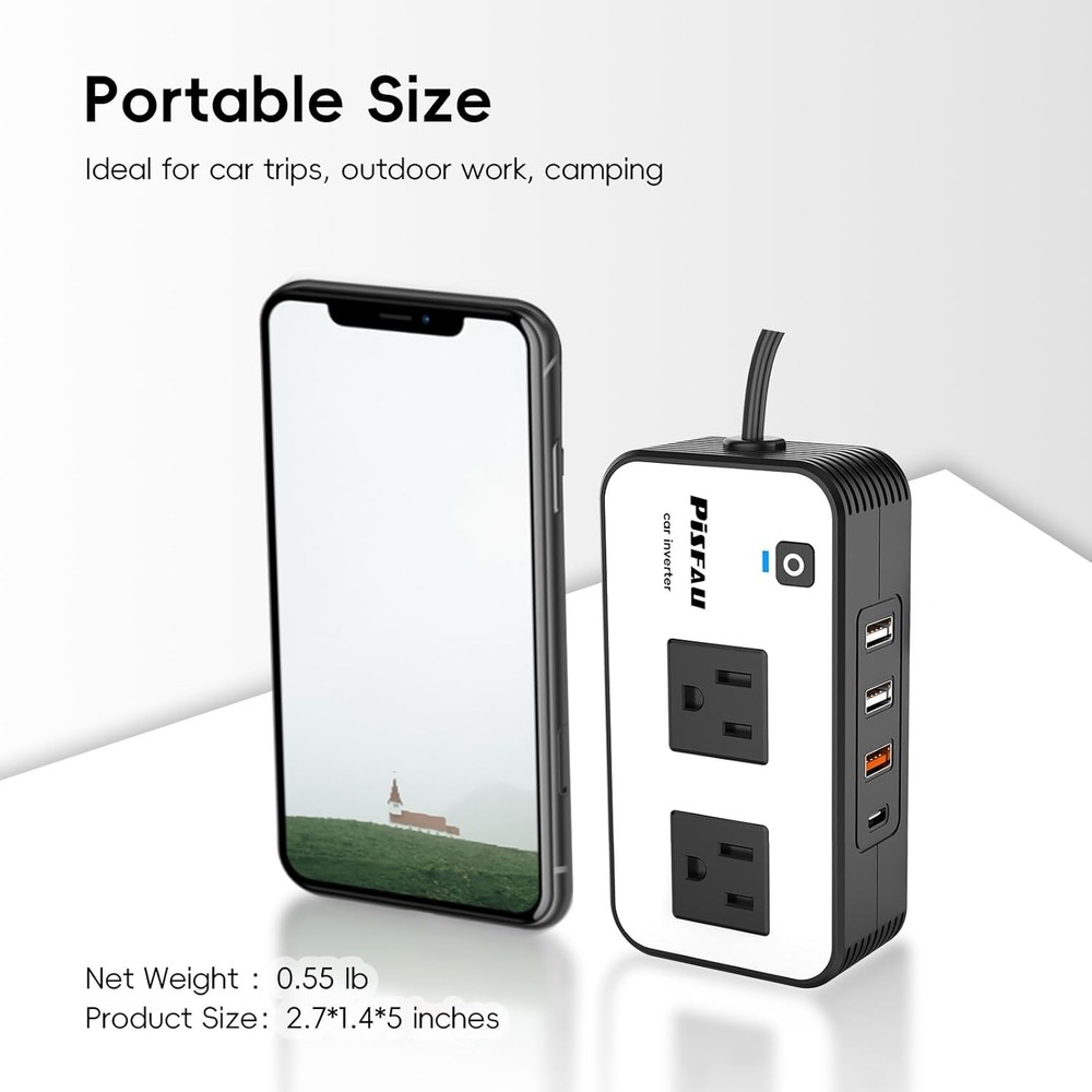 High-Efficiency 200W Car Power Inverter - Safe Charging Solution for Electronics