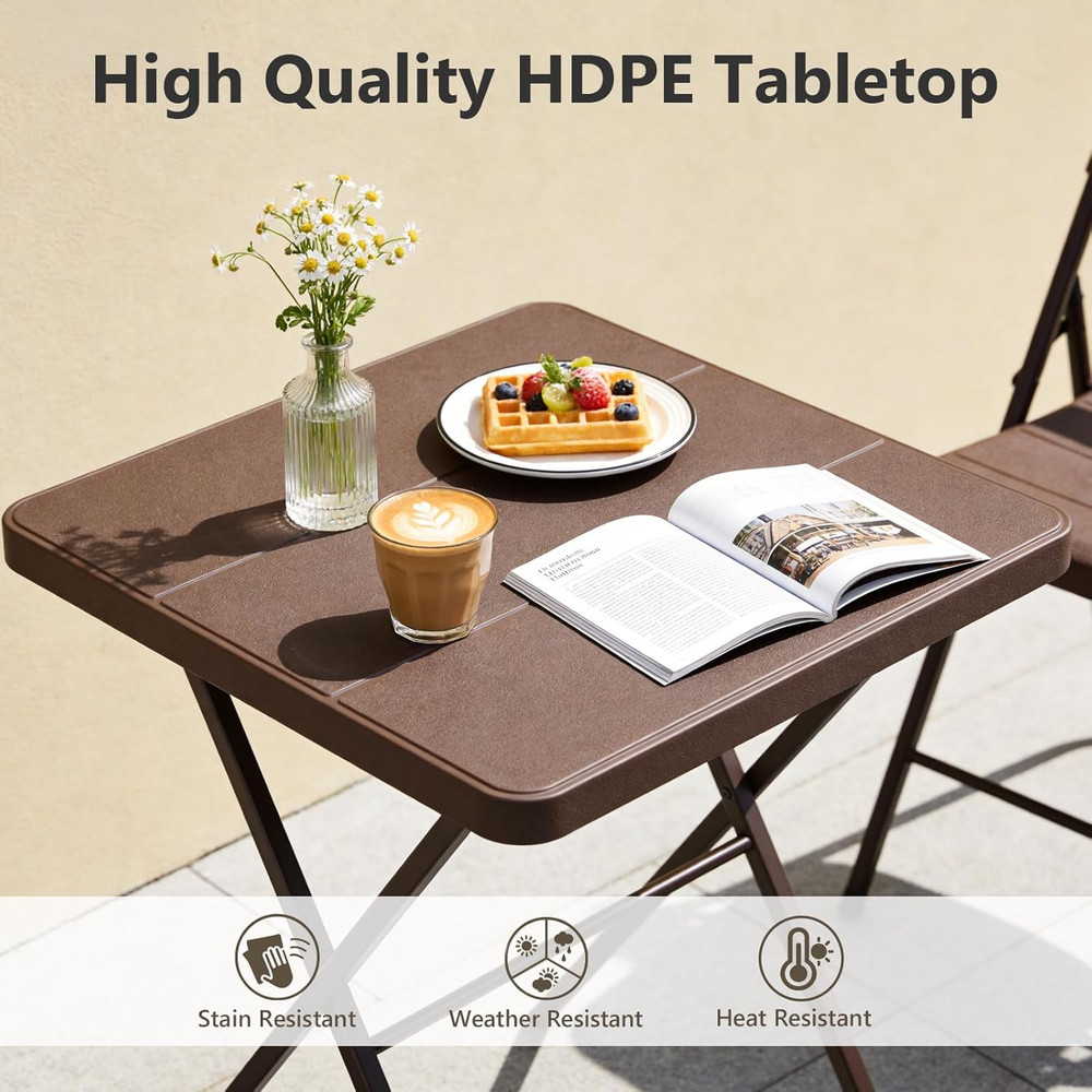 Patio Sidetable Outdoor 27" Folding Table Plastic Table Portable Square Dining T