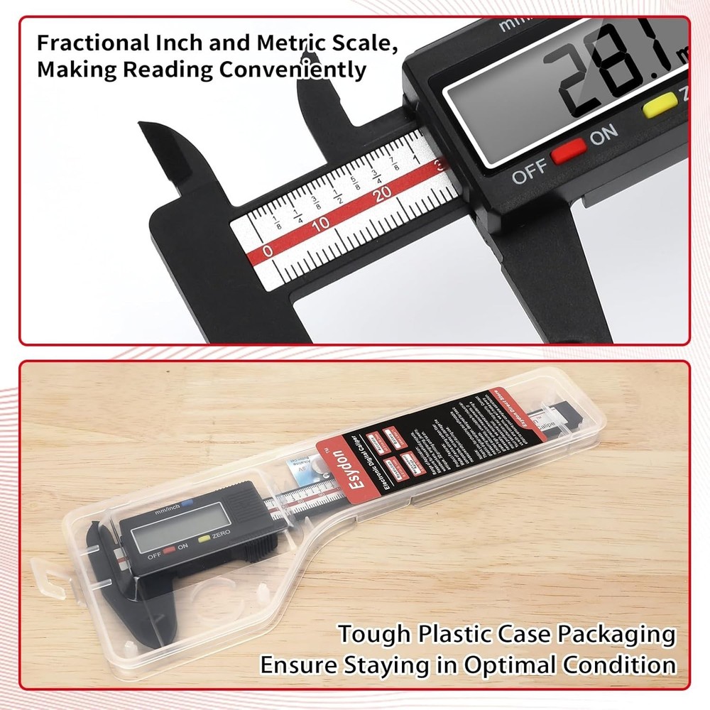 Electronic Measuring Tool: 6-Inch Caliper with Protective Case & Batteries