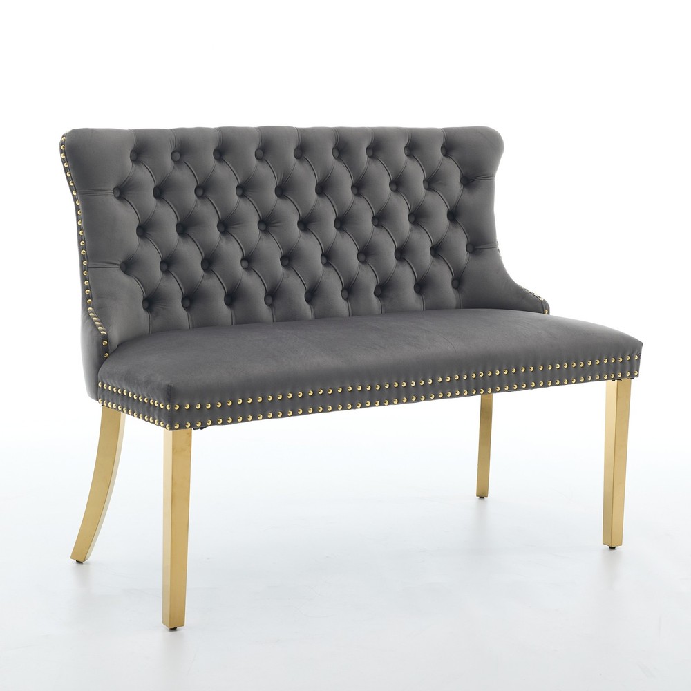 Velvet Double Dining Loveseat Bench, Kitchen & Dining Seating, 2-Seat Tufted B
