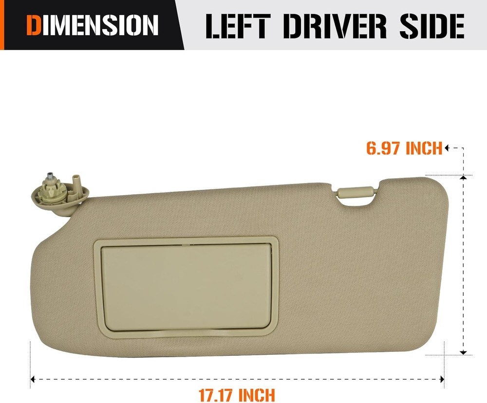 Sun Visor for Honda CRV 2017-2022 Without Light, Left Driver Side Beige SunVisor