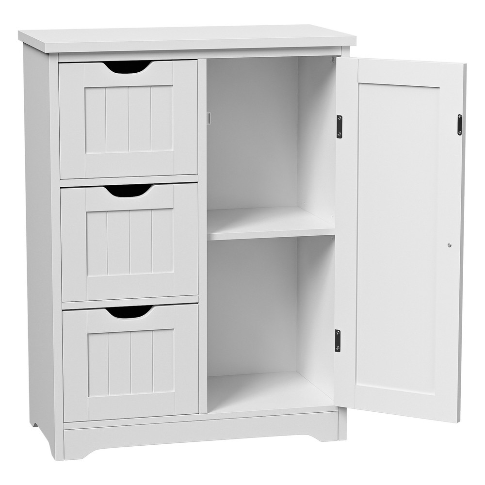 Bathroom Floor Cabinet with Drawer & Adjustable Shelf Kitchen Cupboard Storage