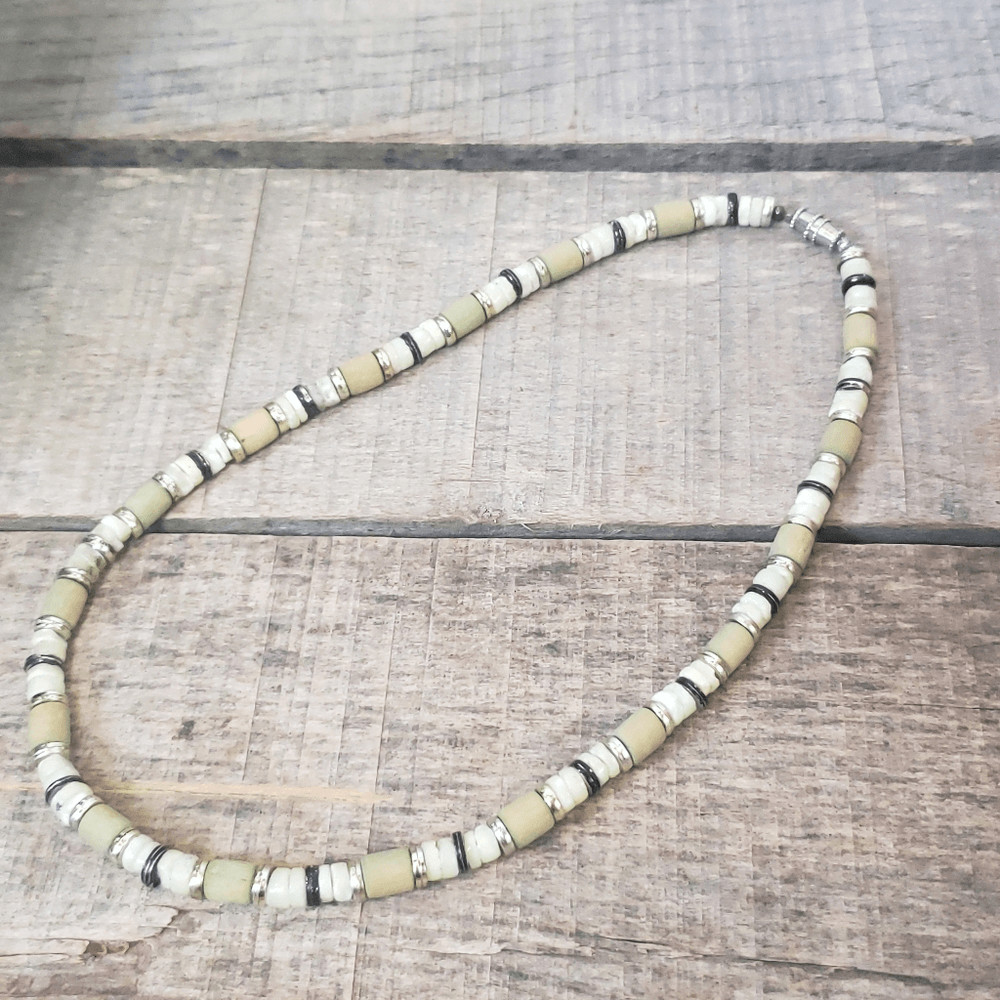 BEADED Wood & Stone Beach-Style Necklace